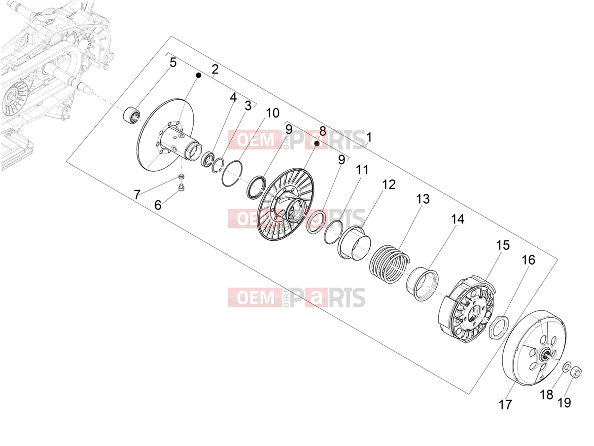 PIAGGIO Beverly 300 HPE E5 (EU) Engine » Driven pulley