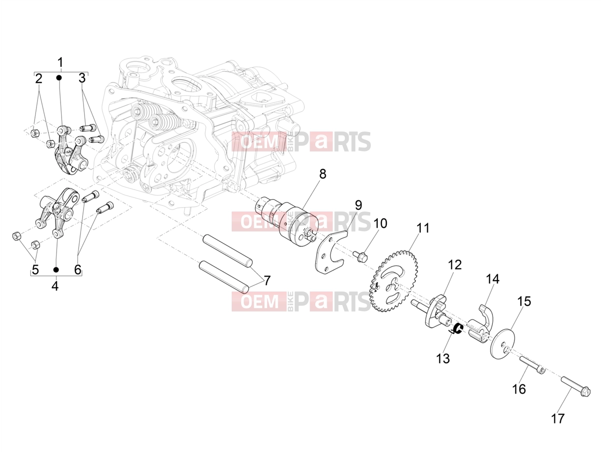 PIAGGIO Beverly 300 HPE E5 (EU) Engine » Rocking levers support unit