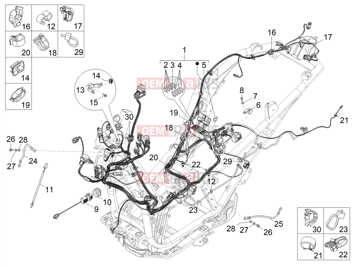 PIAGGIO Beverly 310 Classic - Sport E5+ (EU) Electrical system » Main cable harness