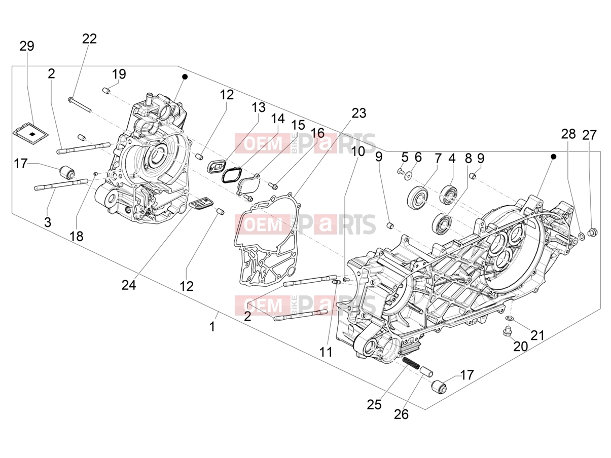 PIAGGIO Beverly 400 Classic-Sport E5+ (EU) Engine » CRANKCASE