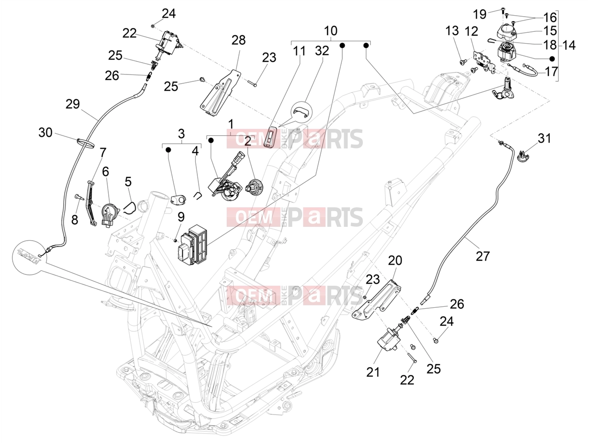 PIAGGIO Beverly 400 Deep Black E5 (EU) Frame - Plastic parts - Coachwork » Locks