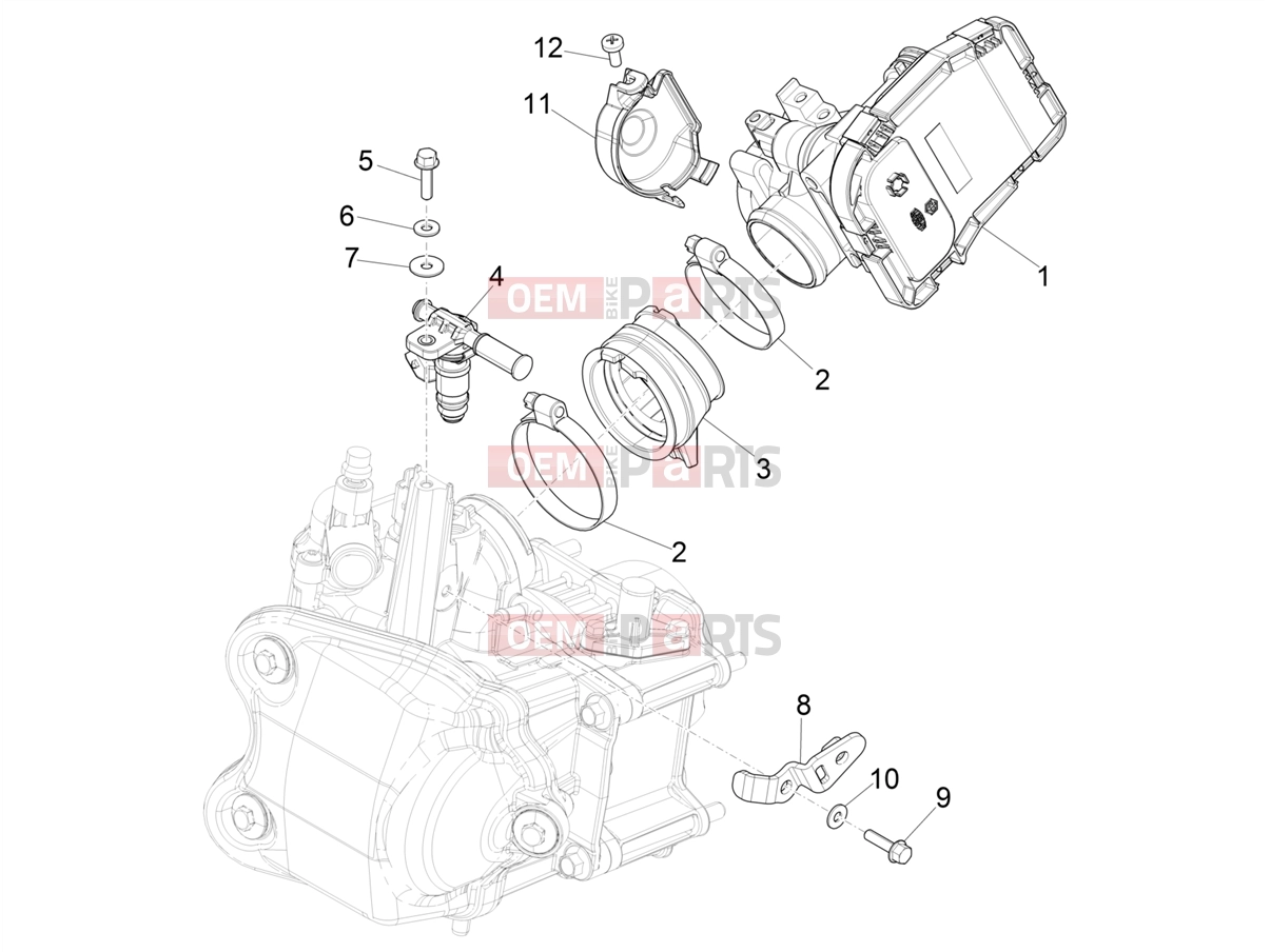 PIAGGIO Beverly 400 Deep Black E5 (EU) Engine » Throttle body - Injector - Induction joint
