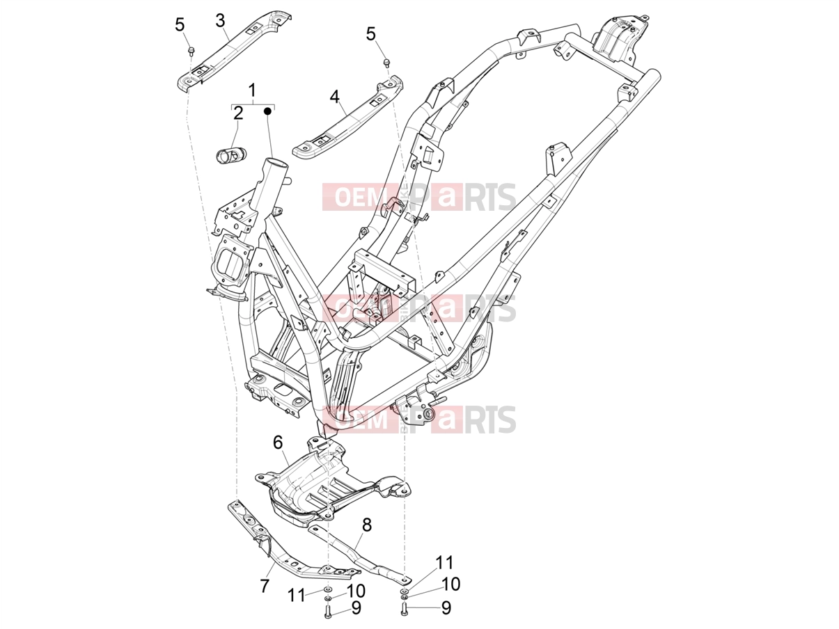 PIAGGIO Beverly 400 Deep Black E5 (EU) Frame - Plastic parts - Coachwork » Frame/bodywork