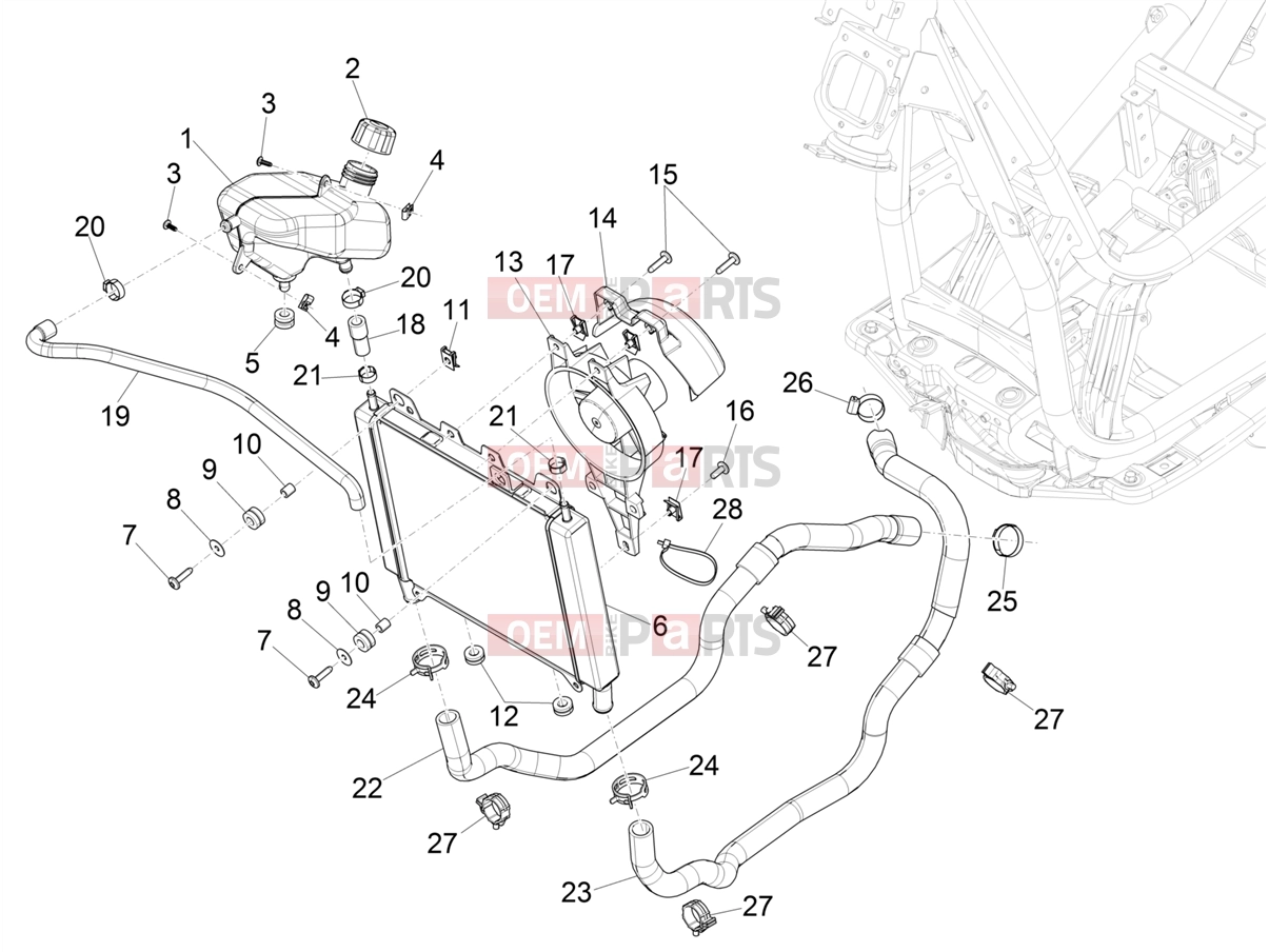PIAGGIO BV 400 Deep Black E5 (CA, USA) Frame - Plastic parts - Coachwork » Cooling system