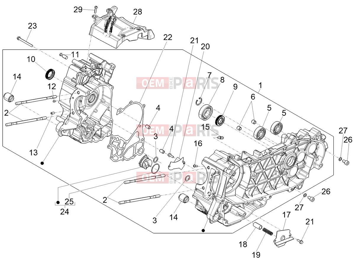 PIAGGIO Medley 125 E5+ (EU) Engine » CRANKCASE