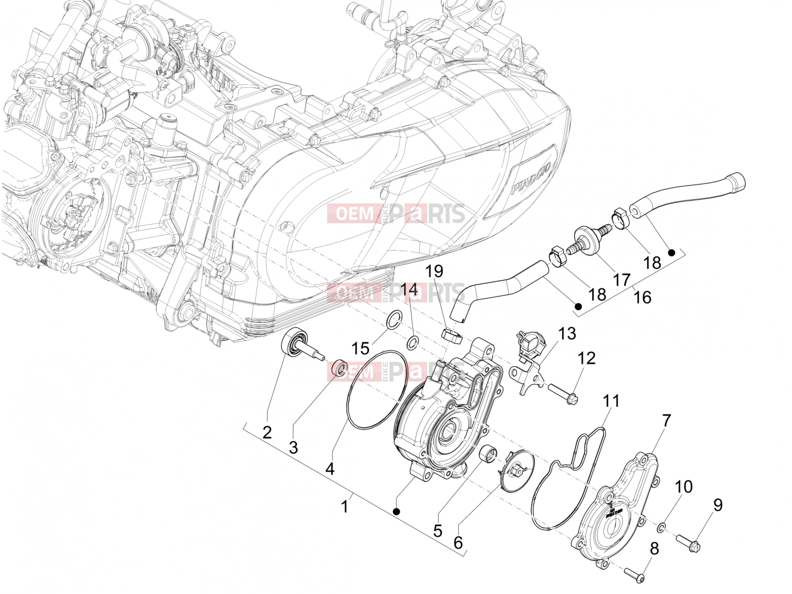 PIAGGIO Medley 125 E5 (EU) Engine » Cooler pump