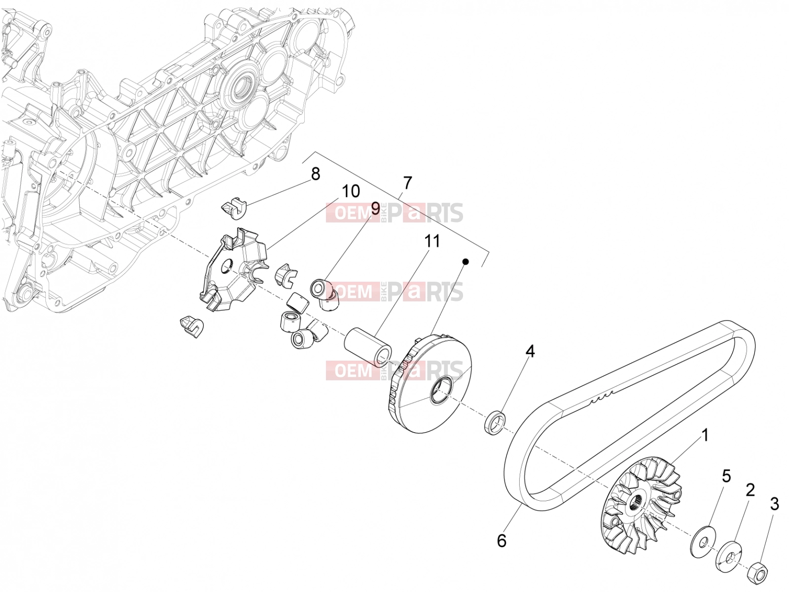 vespa Vespa S 125 iGet E3-E4 (EX, RI, TH, TW) Engine » Driving pulley