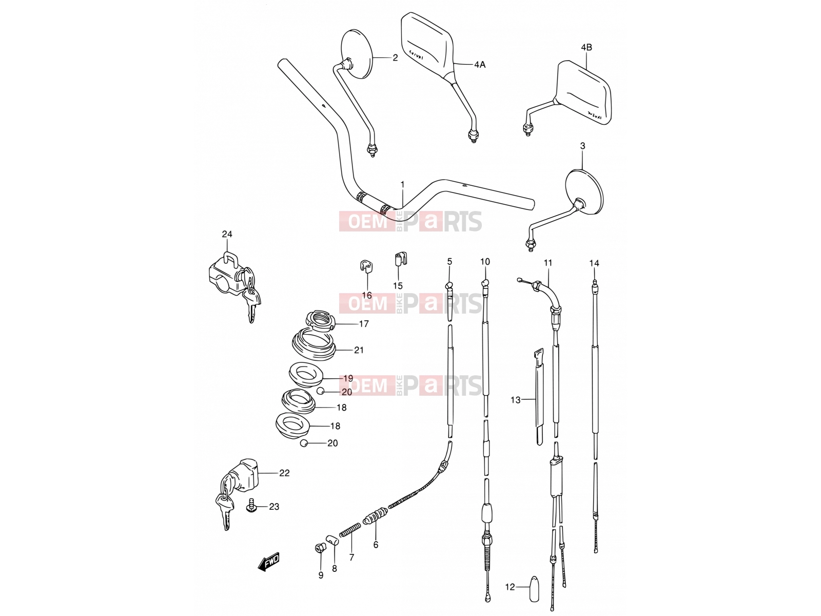 SUZUKI AX100 R (1994) 31 - HANDLE BAR - CONTROL CABLE