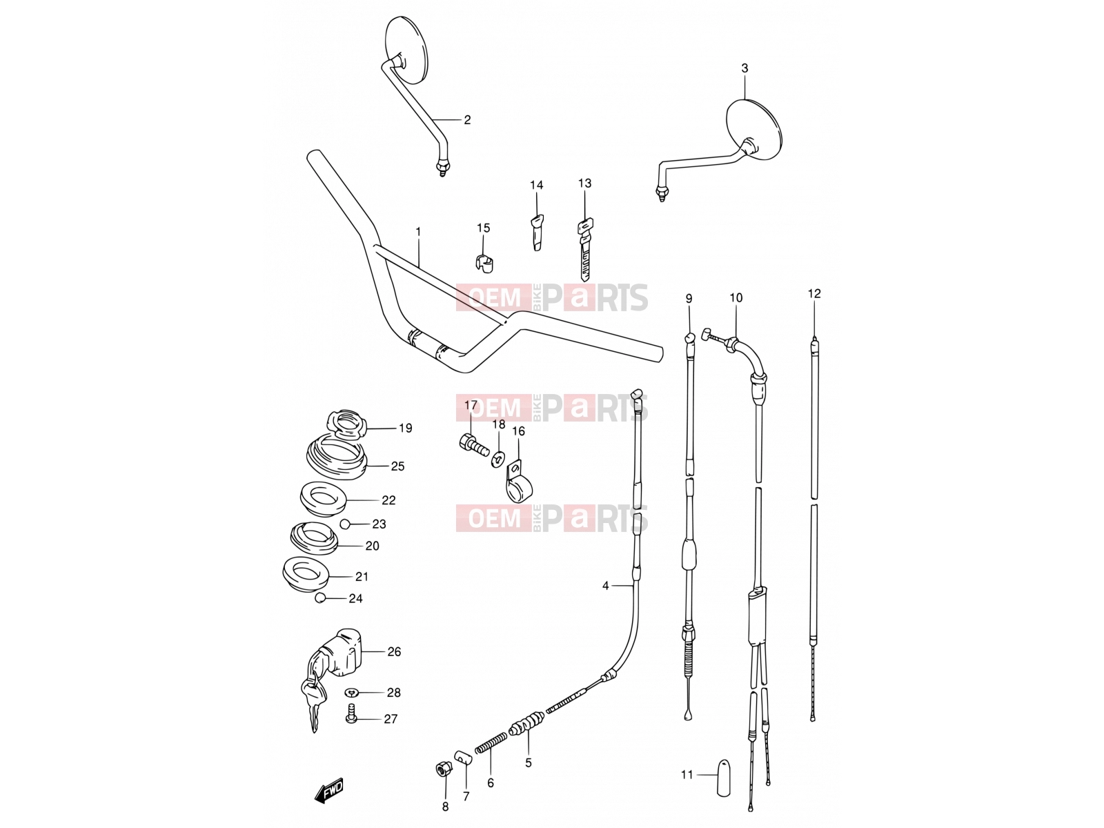 SUZUKI BX120 R (1994) 30 - HANDLE BAR - CONTROL CABLE
