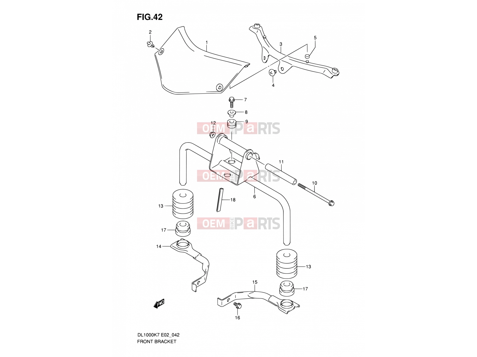 SUZUKI DL1000 K9 (2009) V-Strom (E02,E19,E24) 42 - FRONT BRACKET