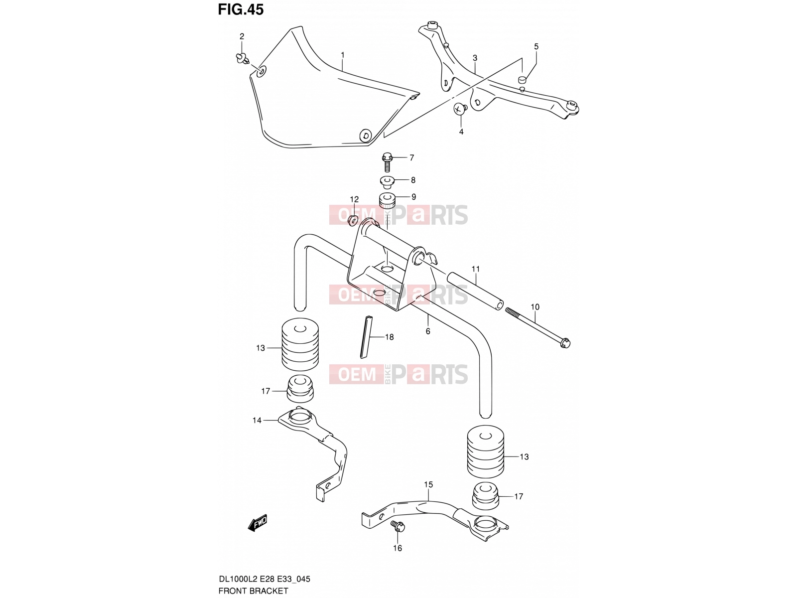 SUZUKI DL1000 L2 (2012) V-Strom (E03,E28,E33) 45 - FRONT BRACKET