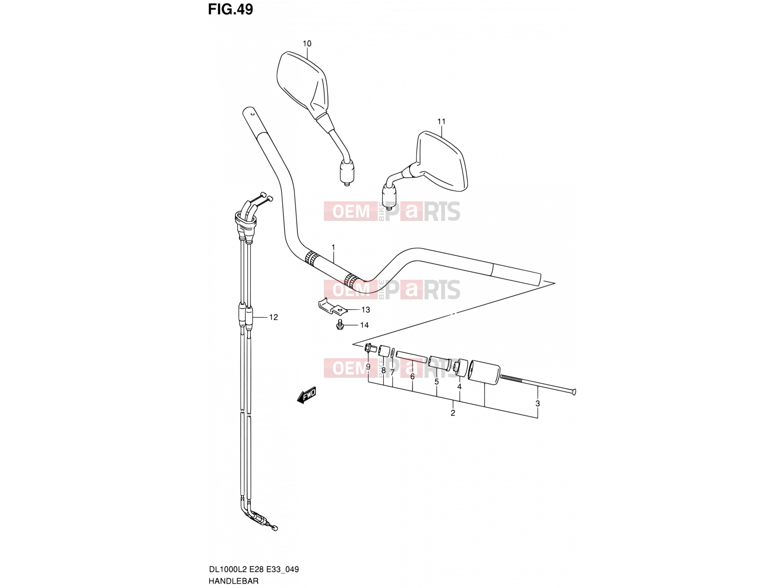 SUZUKI DL1000 L2 (2012) V-Strom (E03,E28,E33) 49 - HANDLEBAR