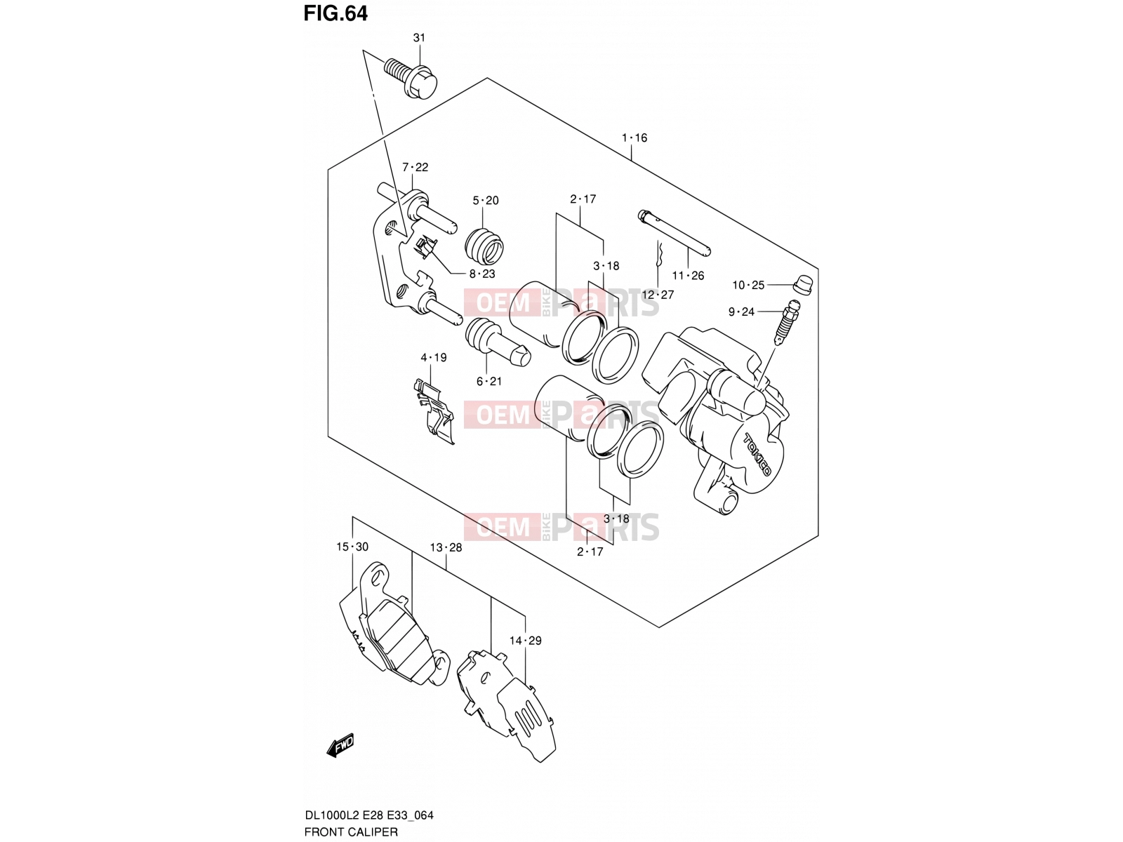 SUZUKI DL1000 L2 (2012) V-Strom (E03,E28,E33) 64 - FRONT CALIPER