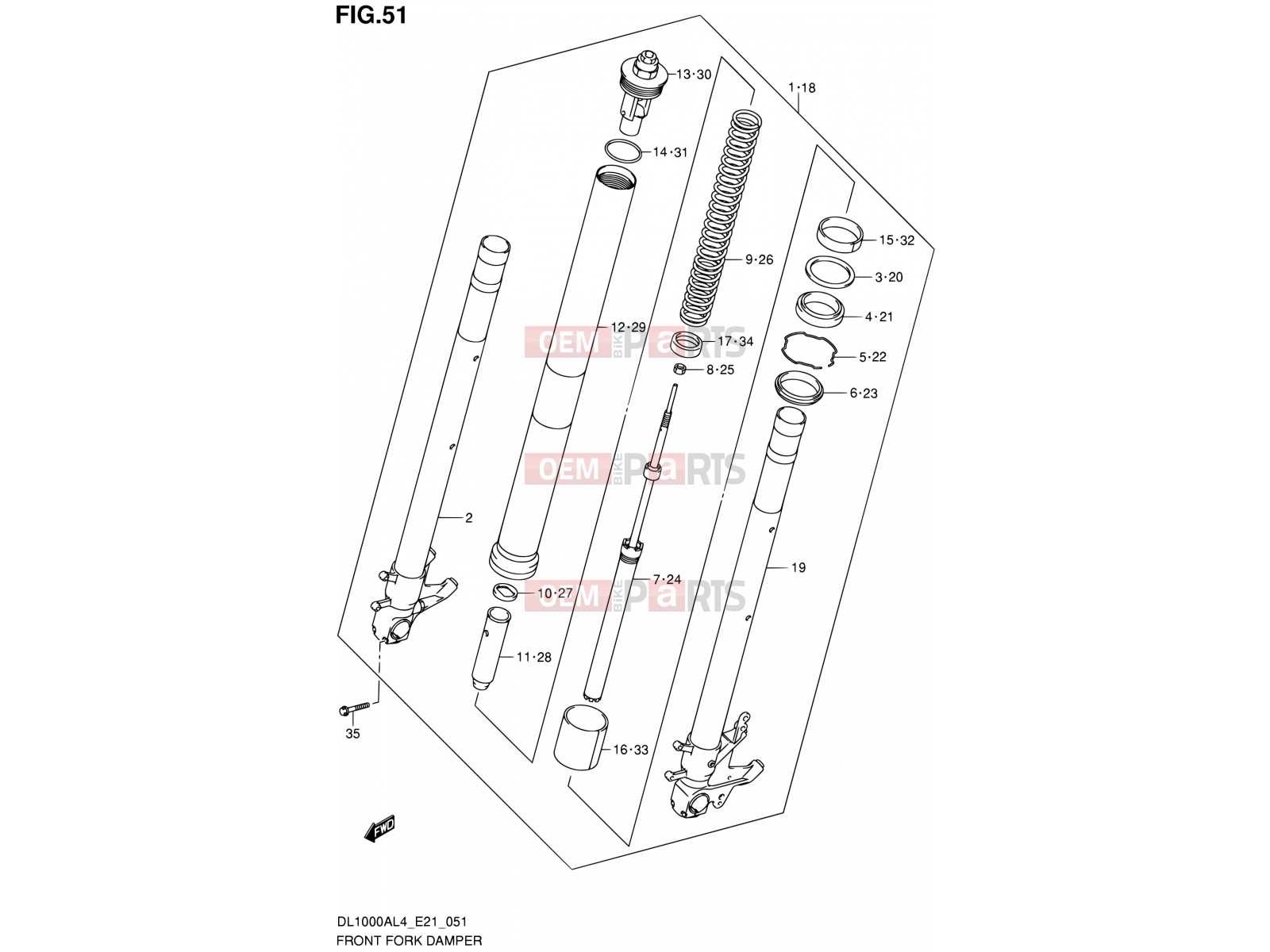 SUZUKI DL1000A L4 (2014) V-Strom (E21) 51 - FRONT FORK DAMPER