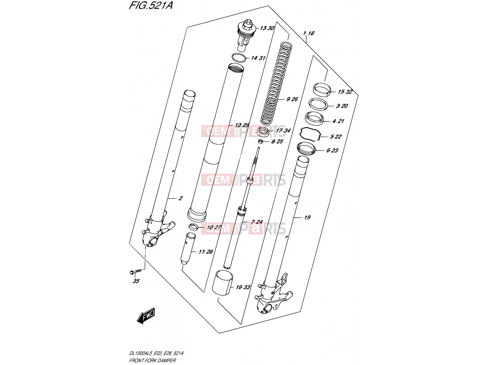 SUZUKI DL1000A L5 (2015) V-Strom (E03,E28,E33) 521A - FRONT FORK DAMPER