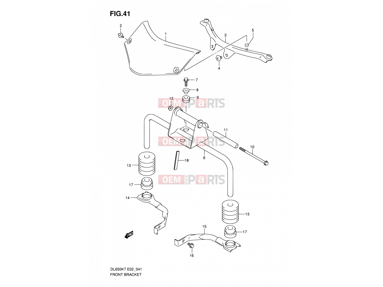 SUZUKI DL650 K7 (2007) V-Strom (E02,E19,E24) 41 - FRONT BRACKET