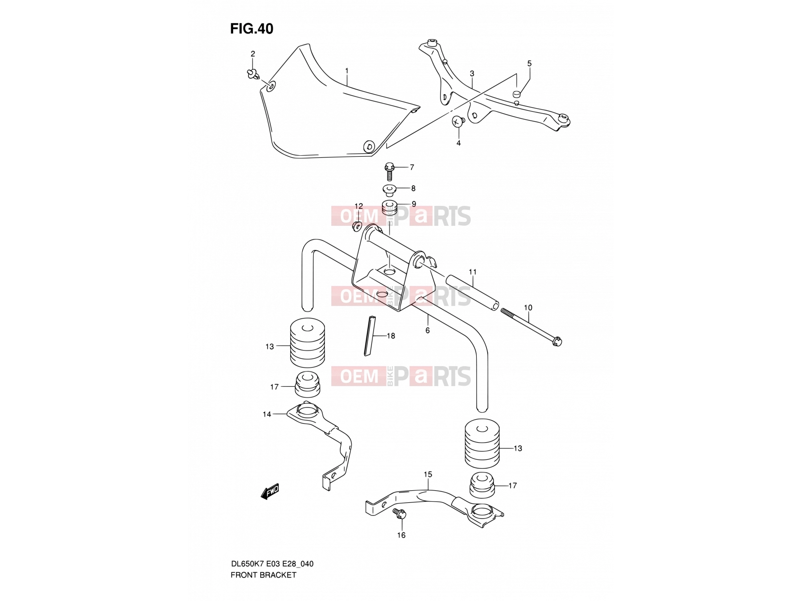 SUZUKI DL650 K8 (2008) V-Strom (E03,E28,E33) 40 - FRONT BRACKET