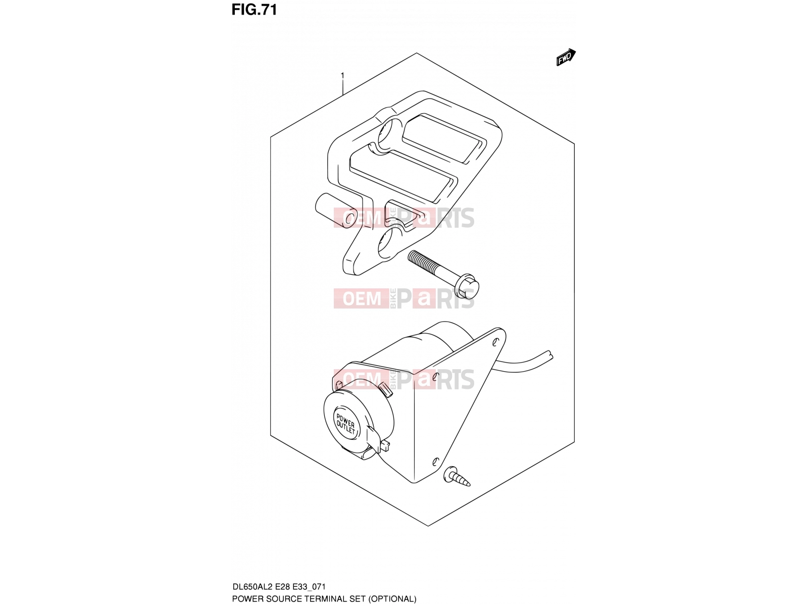 SUZUKI DL650A L2 (2012) V-Strom (E03,E28,E33) 71 - POWER SOURCE TERMINAL SET (OPTIONAL)