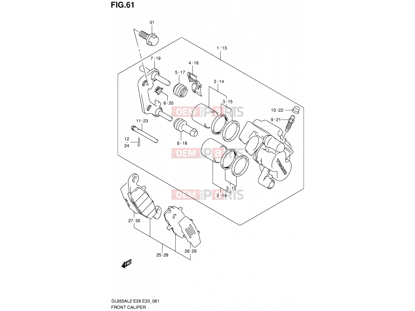 SUZUKI DL650A L2 (2012) V-Strom (E03,E28,E33) 61 - FRONT CALIPER