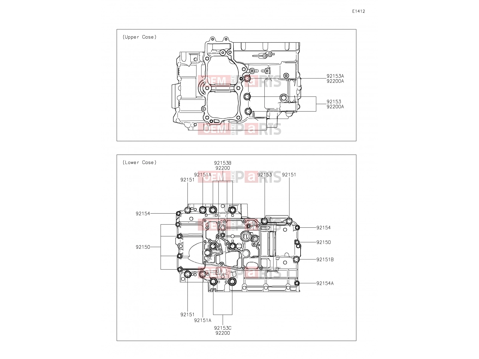 KAWASAKI 2021 15 Crankcase Bolt Pattern