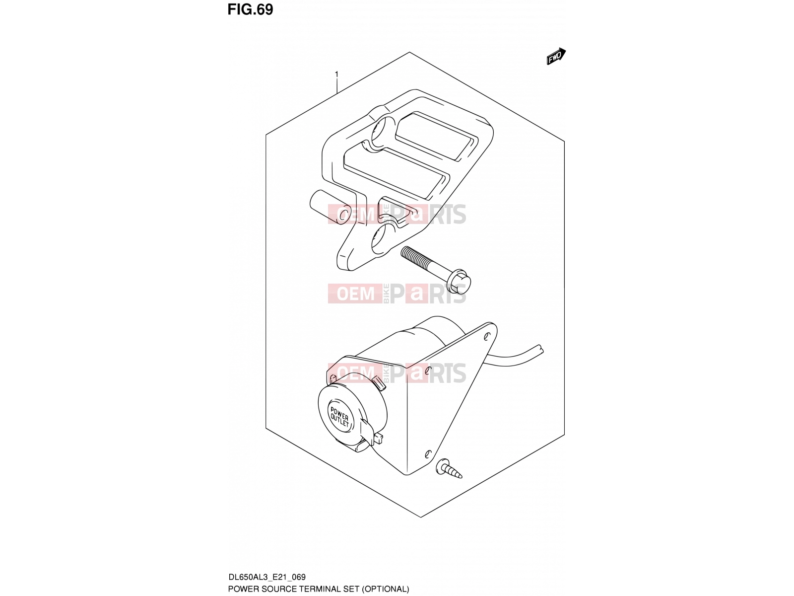 SUZUKI DL650A L3 (2013) V-Strom (E21) 69 - POWER SOURCE TERMINAL SET (OPTIONAL)