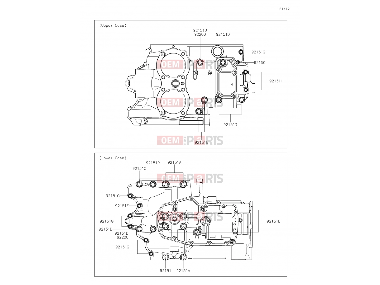KAWASAKI 2020 15 Crankcase Bolt Pattern