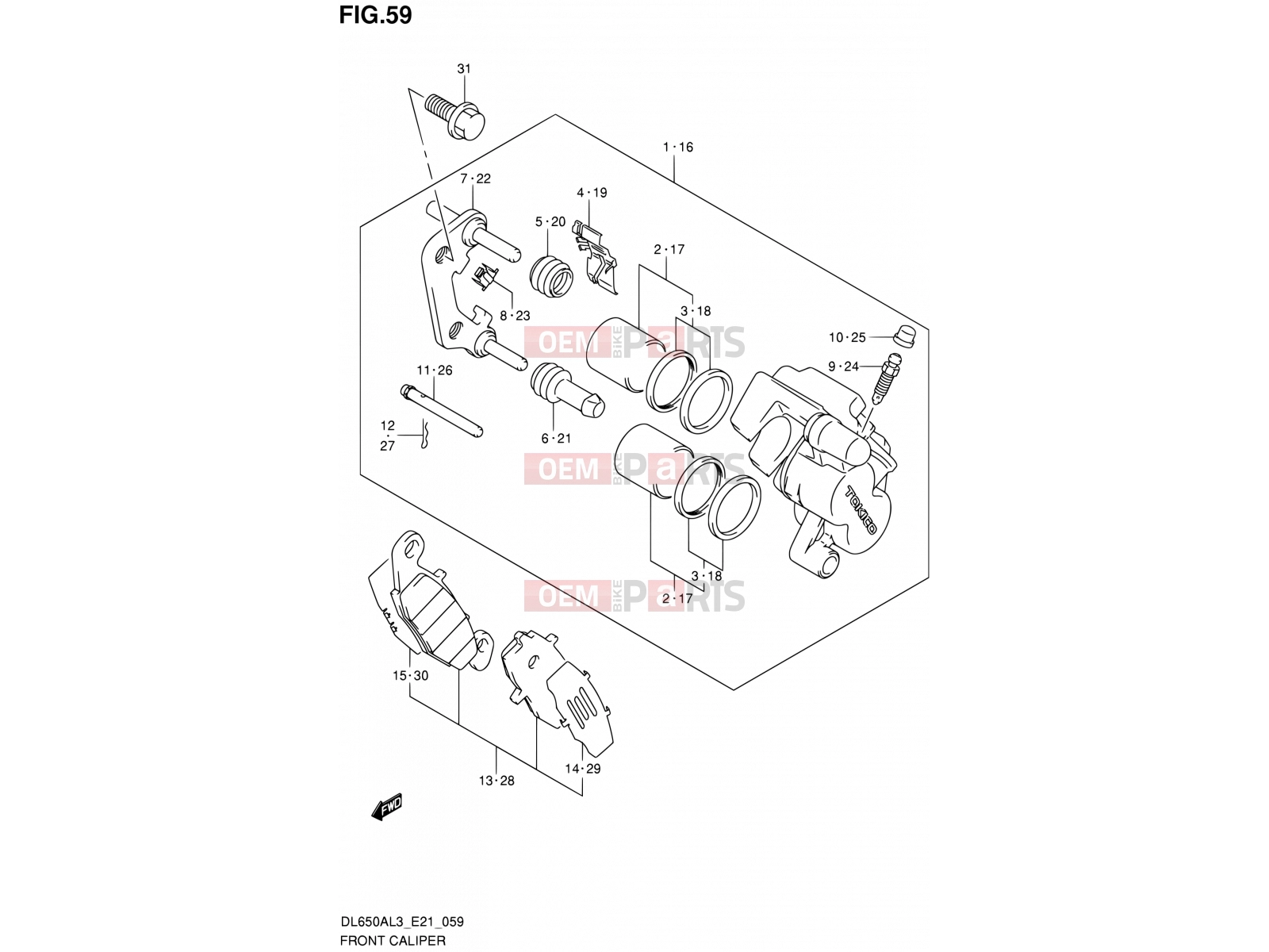 SUZUKI DL650A L3 (2013) V-Strom (E21) 59 - FRONT CALIPER
