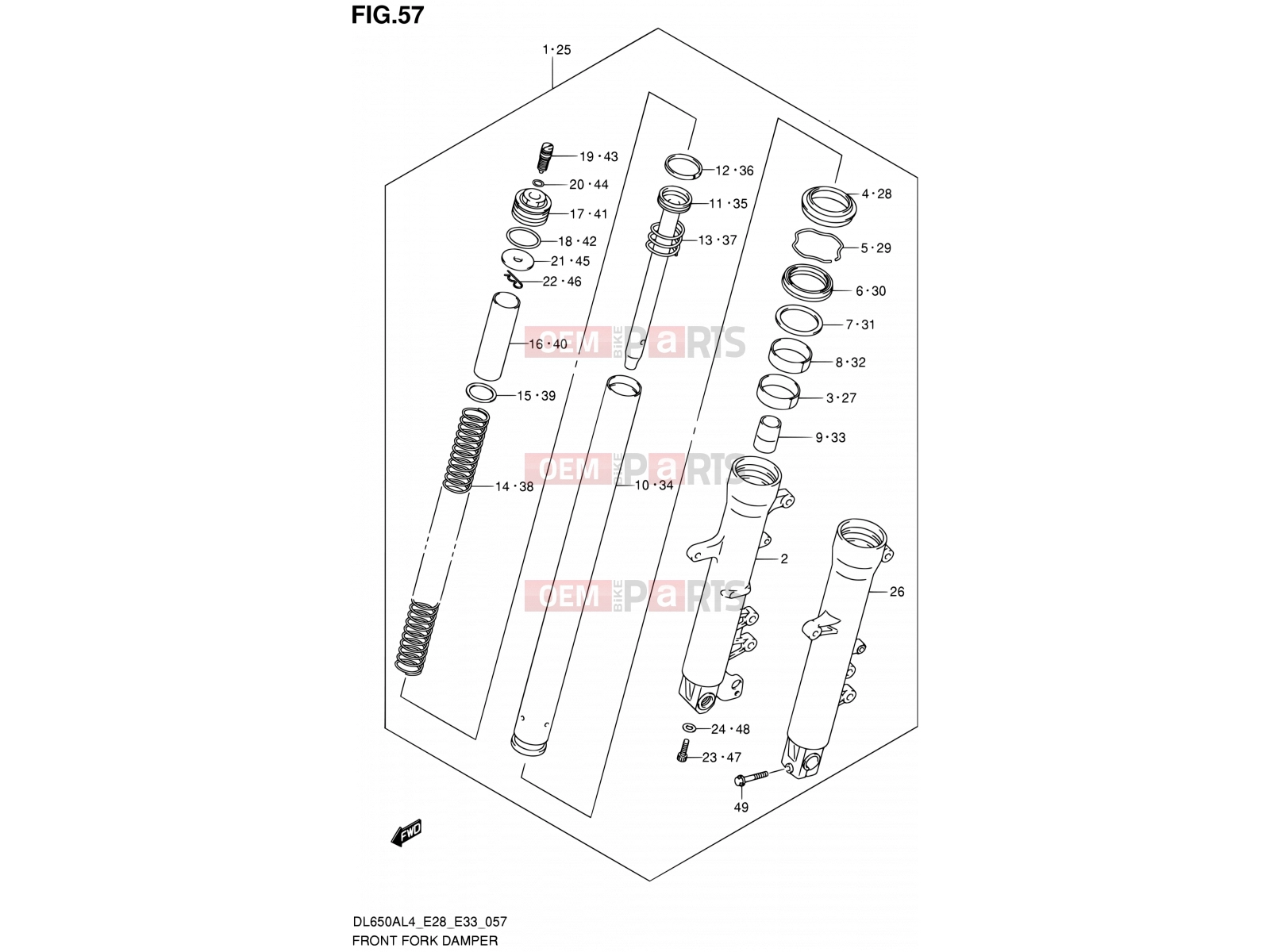 SUZUKI DL650A L4 (2014) V-Strom (E03,E28,E33) 57 - FRONT FORK DAMPER