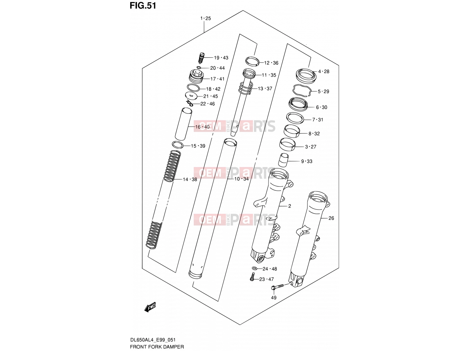 SUZUKI DL650A L4 (2014) V-Strom (E99) 51 - FRONT FORK DAMPER