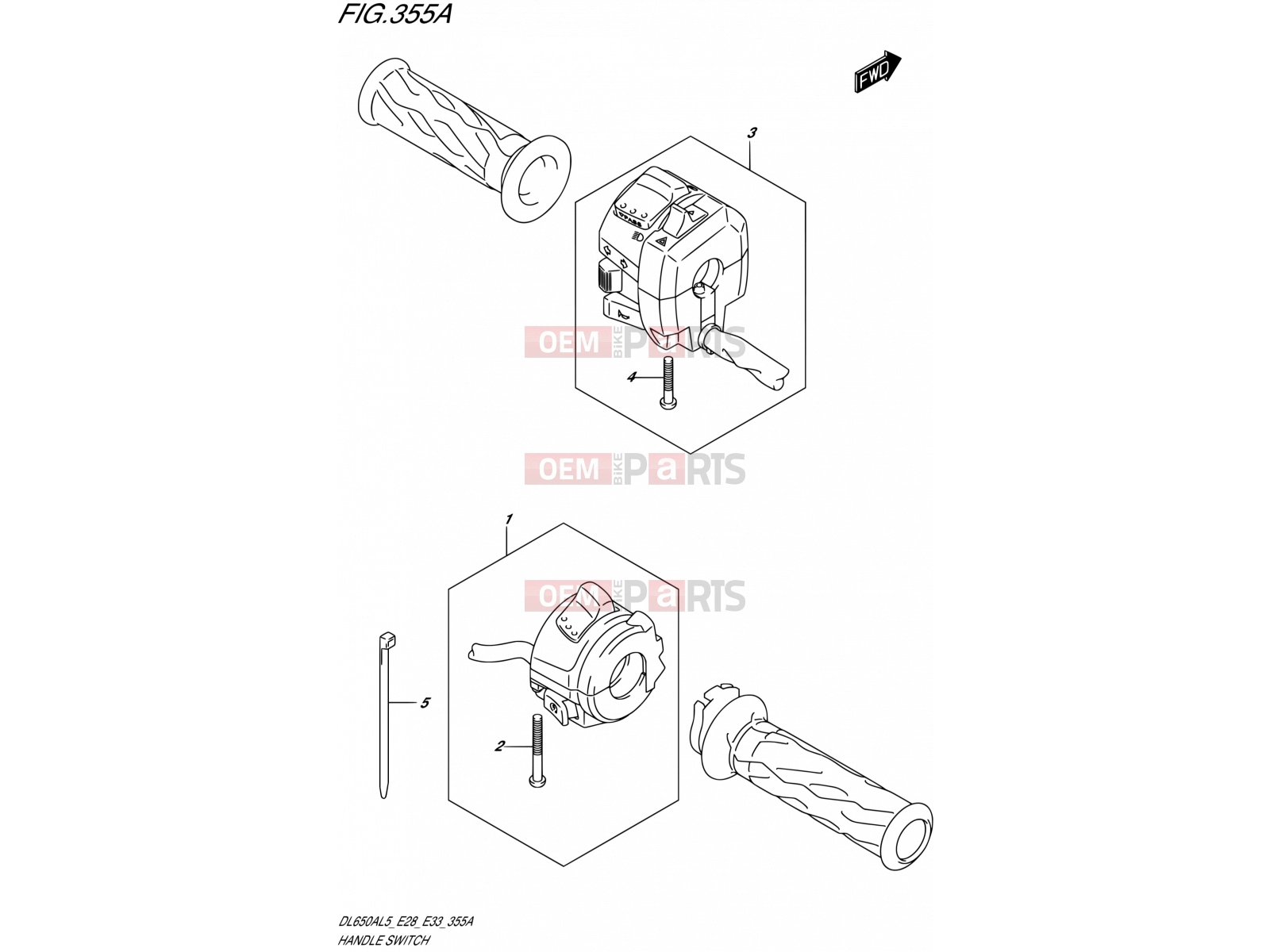 SUZUKI DL650A L5 (2015) V-Strom (E03,E28,E33) 355A - HANDLE SWITCH