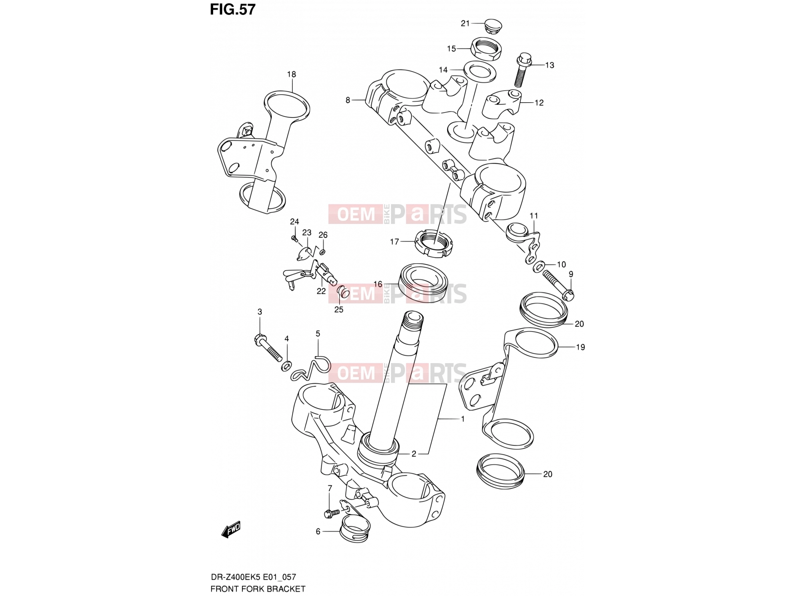 SUZUKI DR-Z400E K7 (2007) (E01) 57 - FRONT FORK BRACKET (E24)