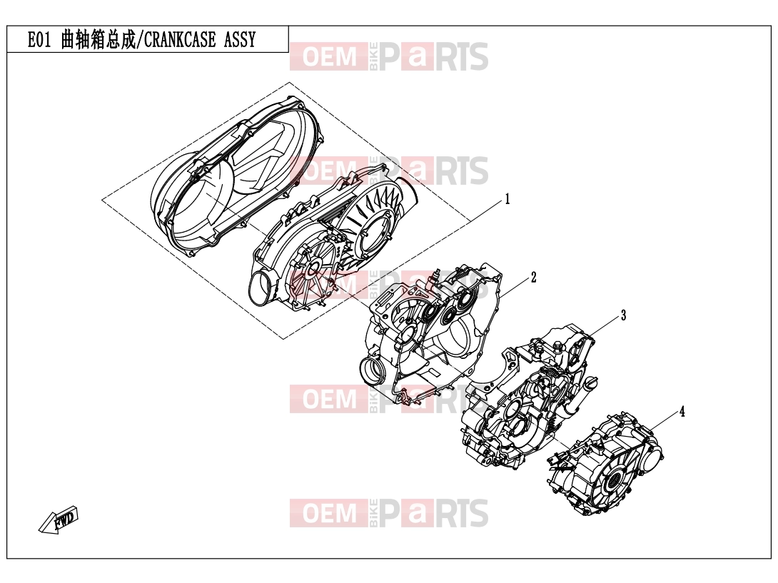 CFMOTO 2015 UTV UFORCE 550 (CF500UU) CRANKCASE ASSY. - E01