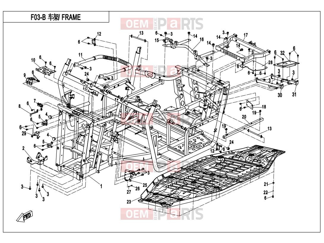CFMOTO 2017 UTV UFORCE 550 (CF500UU) FRAME(2018 VERSION) - F03-B