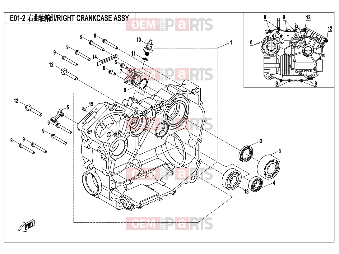CFMOTO 2018 UTV UFORCE 550 (CF500UU) RIGHT CRANKCASE ASSY. - E01-2-V1