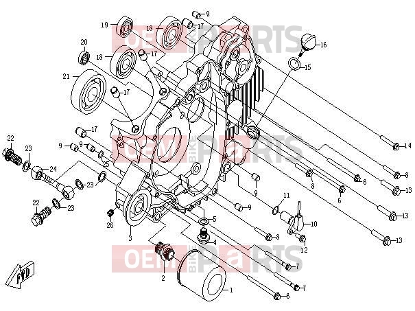 CFMOTO 2014 UTV UFORCE 600 (CF600-5) LEFT CRANKCASE - E02