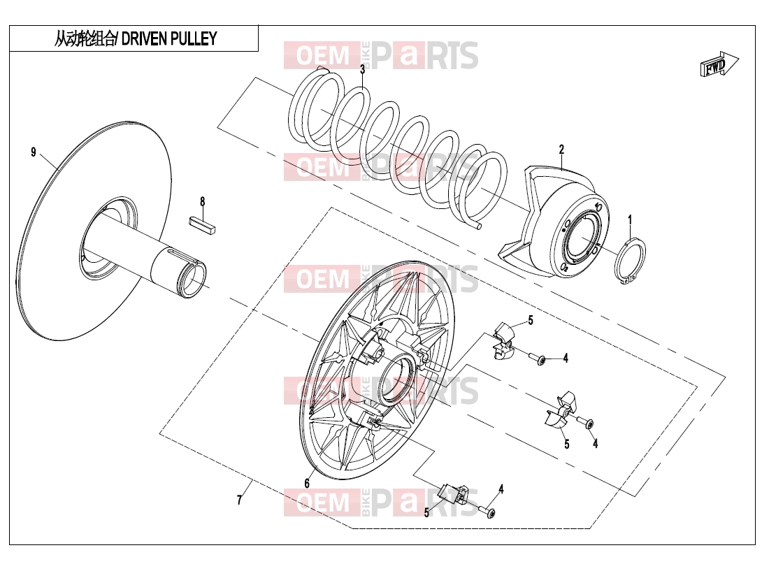 CFMOTO 2018 UTV UFORCE 800 (CF800UTR-2) DRIVEN PULLEY(HL) - E05-2-A