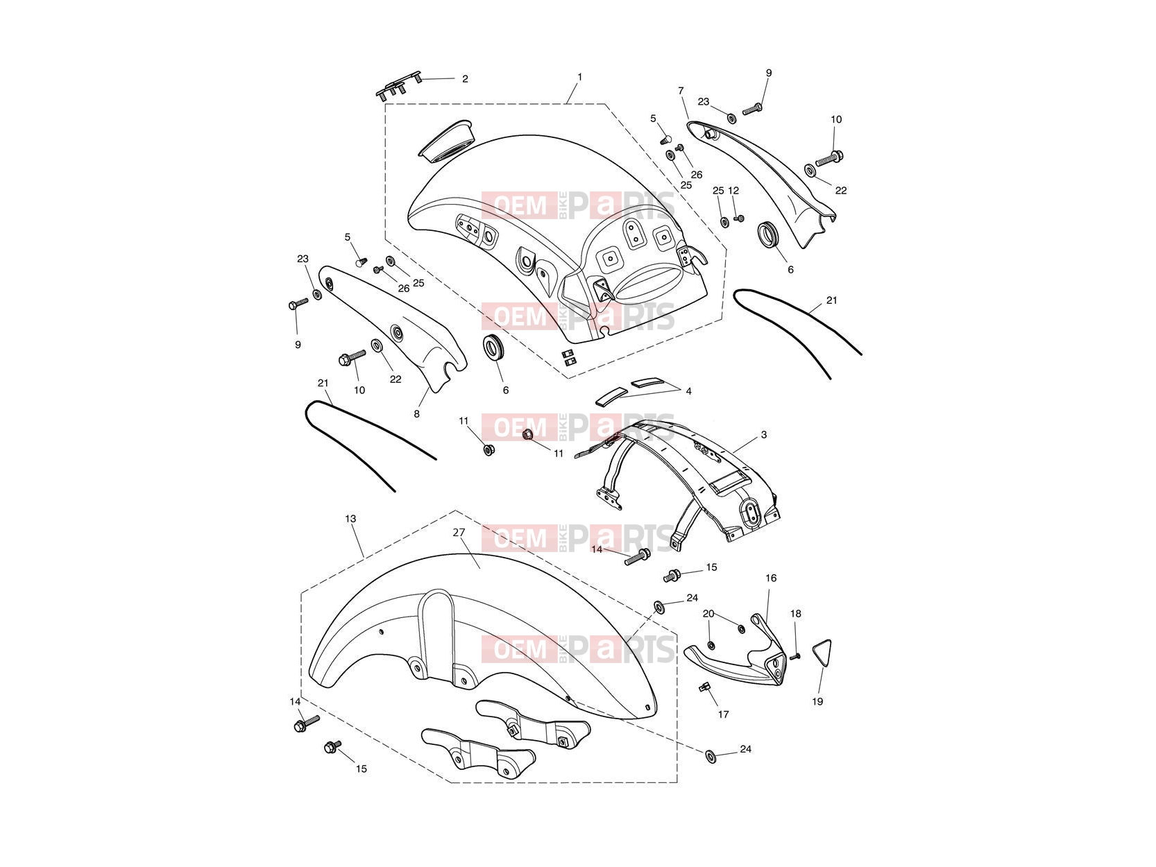 Triumph 2013 ROCKET III, CLASSIC & ROADSTER Mudguards