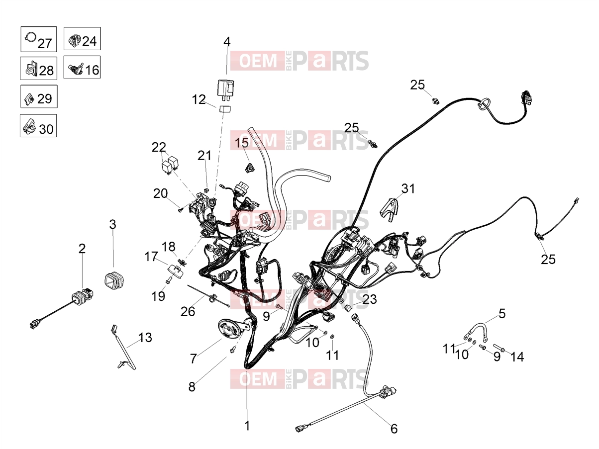 APRILIA SR GT 200 (EU) Electrical systems » Front electrical system