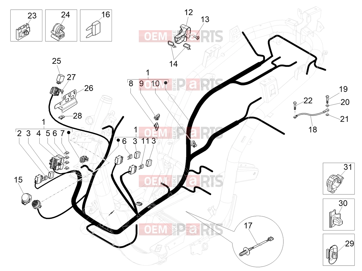 PIAGGIO Medley 200 (EU) Electrical system » Main cable harness