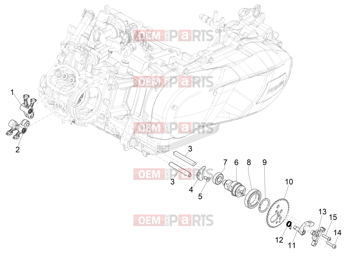 PIAGGIO Medley 200 (EU) Engine » Rocking levers support unit