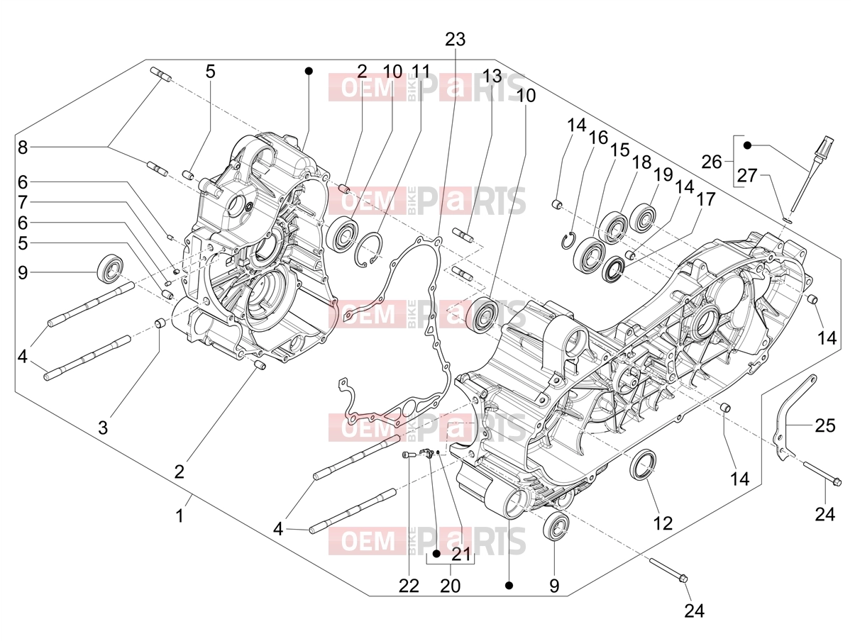 PIAGGIO MP3 MAXI 530 HPE E5+ Exclusive (EU) Engine » CRANKCASE