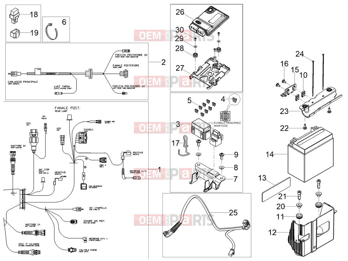 MOTOGUZZI V7 Stone 850 (EU) Electrical systems » Rear electrical system