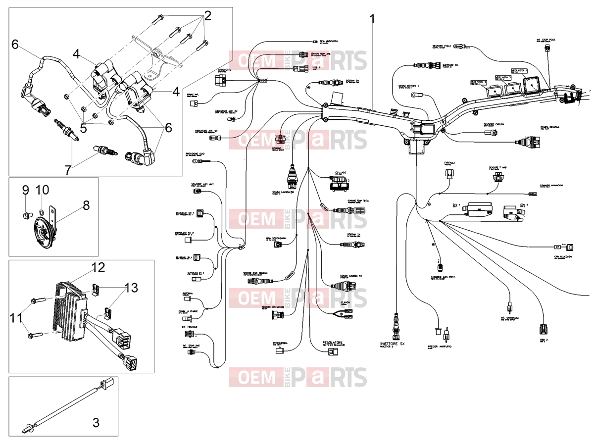MOTOGUZZI V85 TT (EU) Electrical systems » Front electrical system