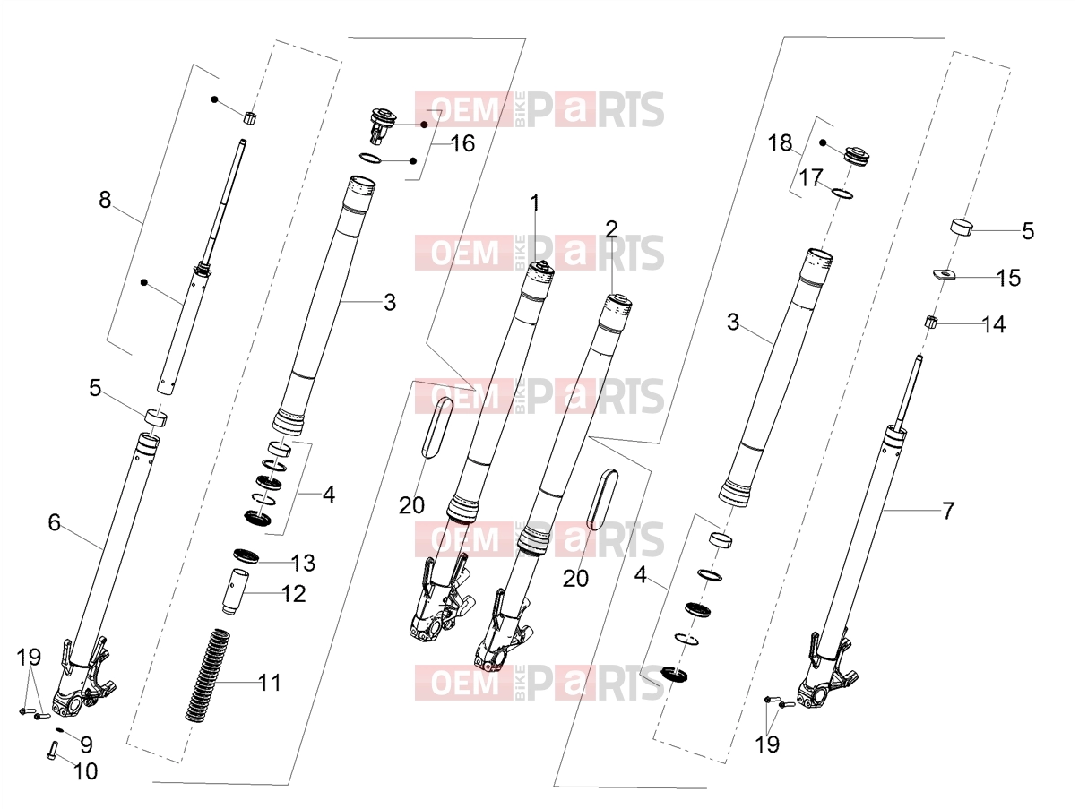 MOTOGUZZI V85 TT Strada (EU) Suspensions » Front fork Kayaba