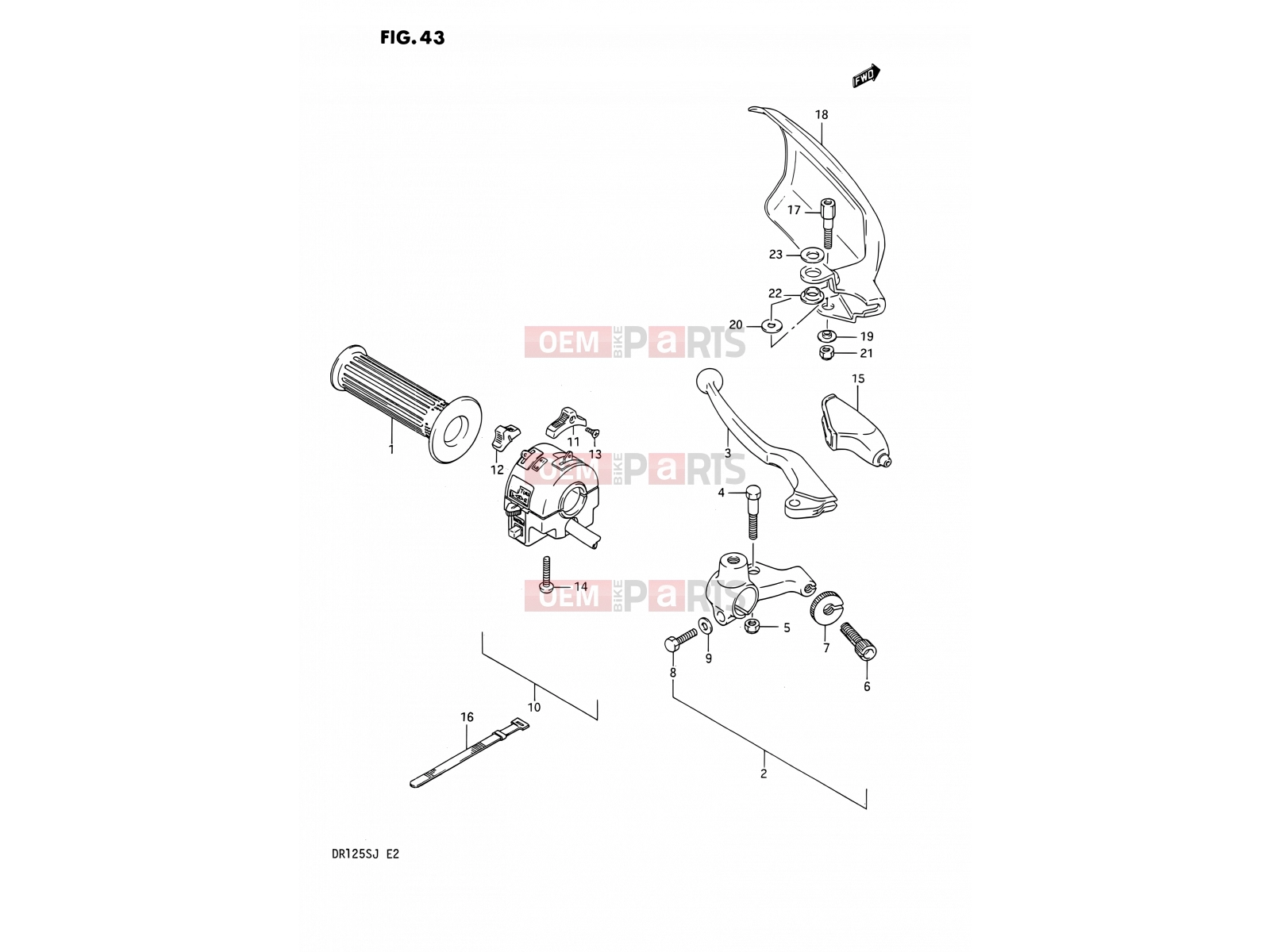 SUZUKI DR125S H (1987) 43 - LEFT HANDLE SWITCH