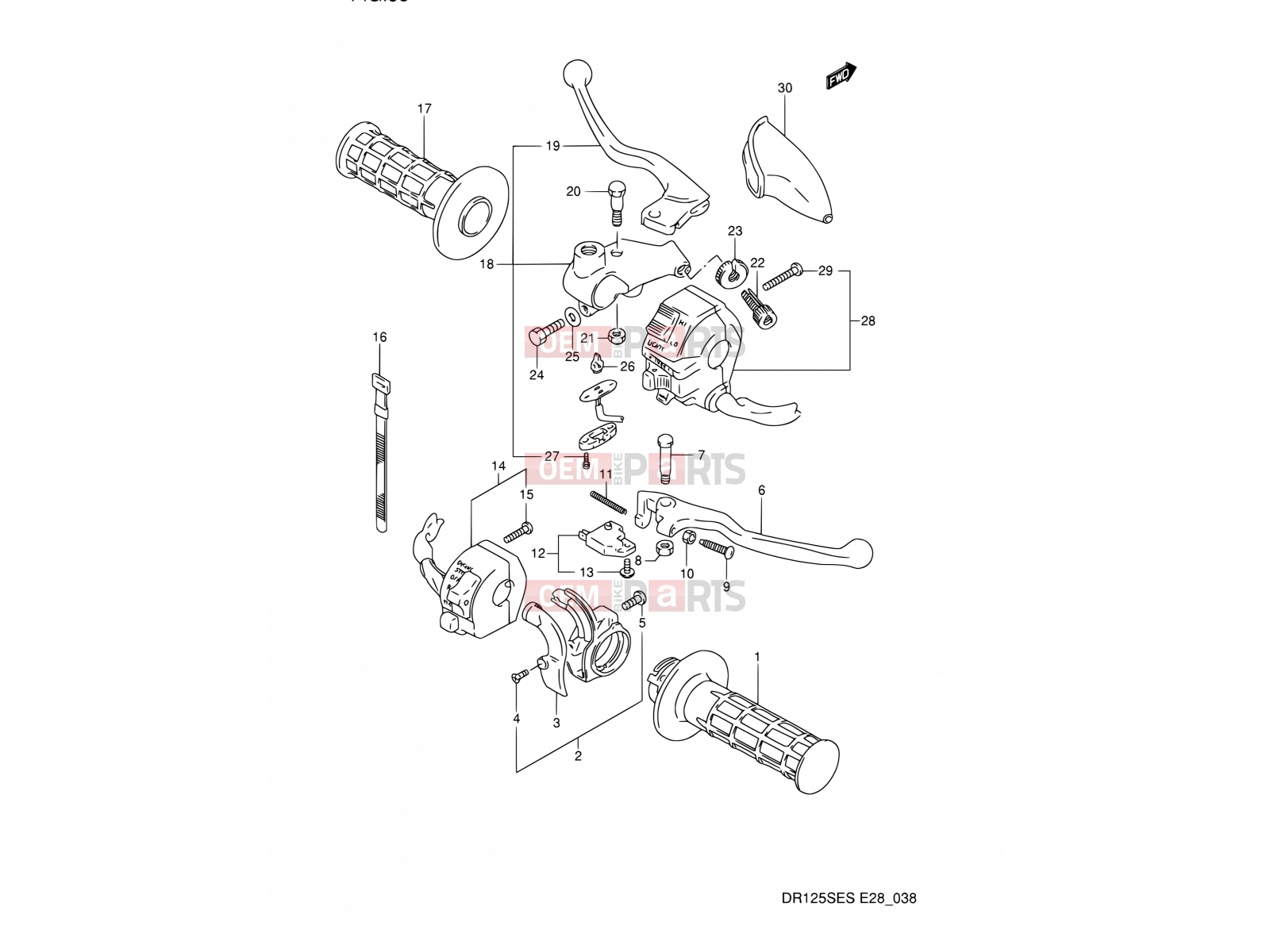 SUZUKI DR125SE R (1994) (E28) 38 - HANDLE SWITCH