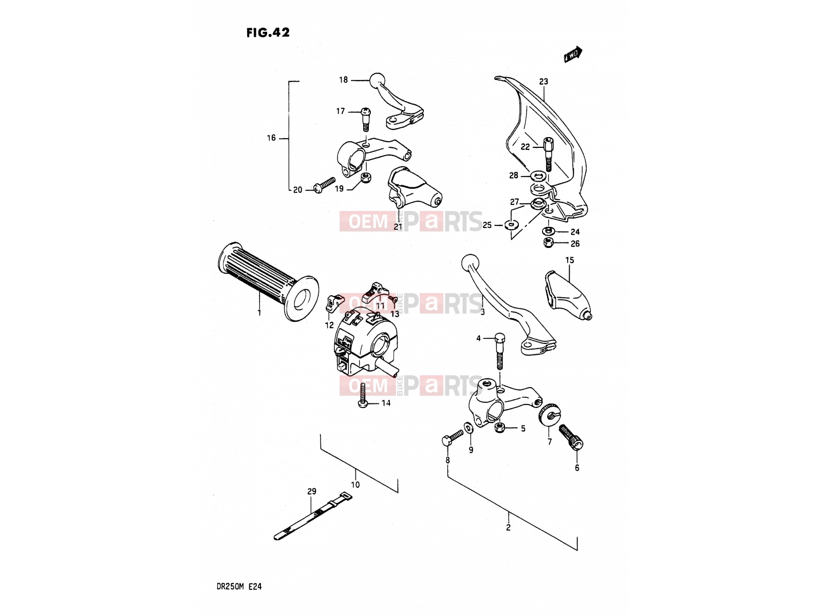 SUZUKI DR200 J (1988) 42 - LIGHT HANDLE SWITCH (E06,E21,E24)
