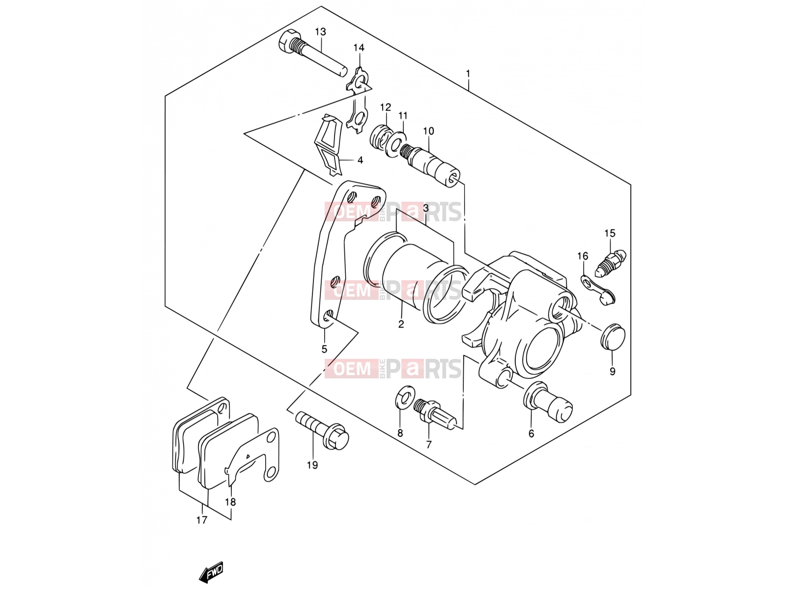SUZUKI DR200SE K3 (2003) (E03,E28,E33) 43 - FRONT CALIPER