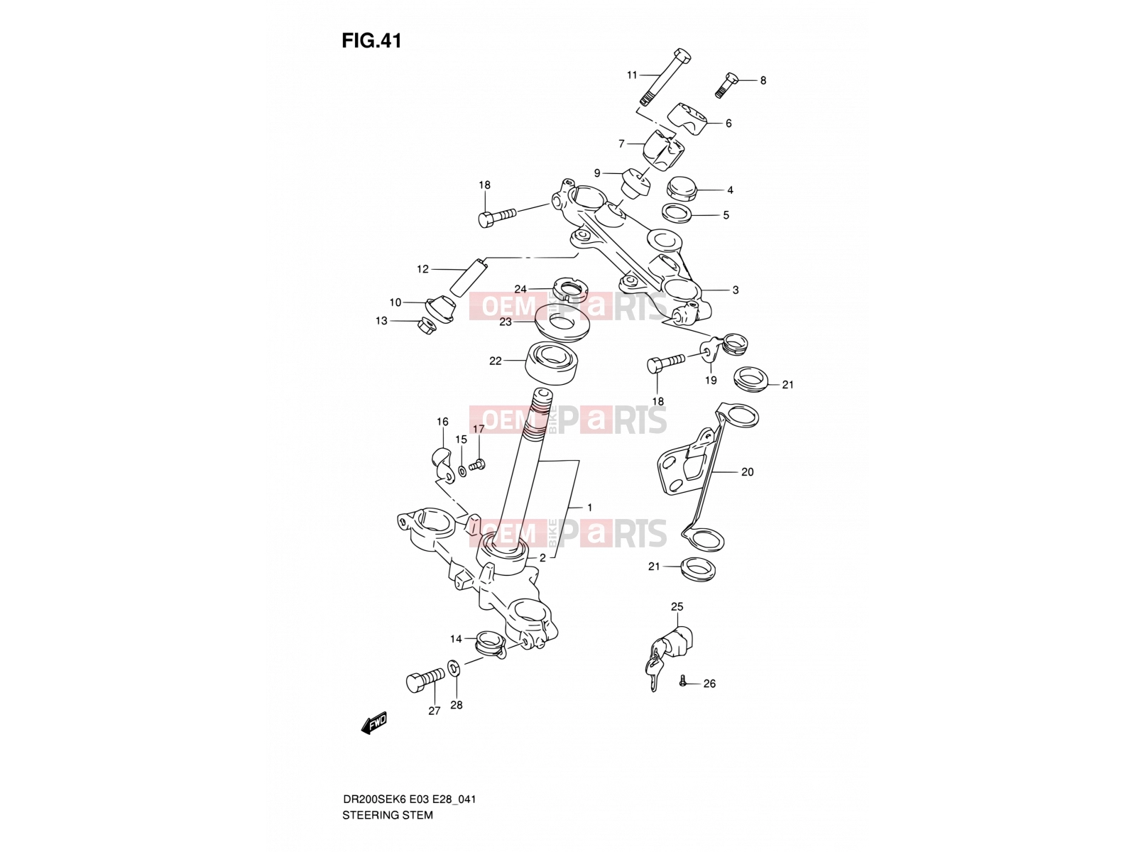 SUZUKI DR200SE K7 (2007) (E03,E28,E33) 41 - STEERING STEM