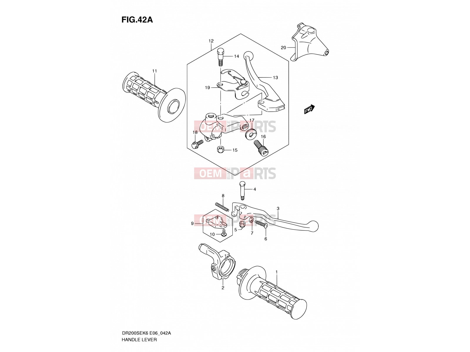 SUZUKI DR200SE K7 (2007) (E06,E24) 42A - HANDLE LEVER (MODEL L0 E24)